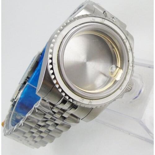 Fit NH35 NH36 Movement 40mm Watch Case Jubilee Bracelet Sapphire Glass Solid Backcover