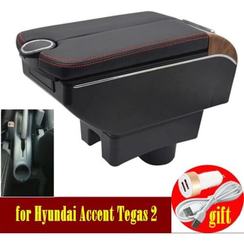 For Hyundai Accent Tegas 2 armrest box Double doors open 7USB Centre Console Storage Box Arm Rest