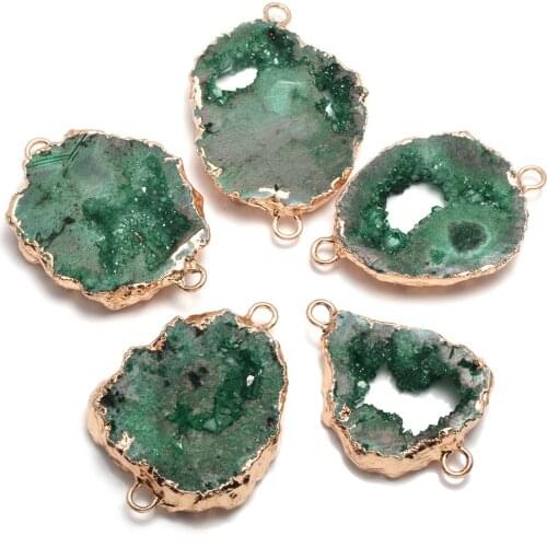 Natural Stone Pendant Irregular Shape Double Hole Agates Connectors for Women Jewelry Making DIY Bracelet Necklace