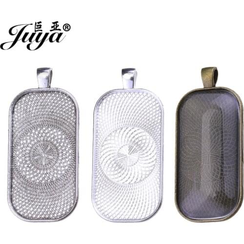 30PCS Rectangle Pendant Base Setting 25x50mm Alloy Tray Charms For DIY Jewelry Making Accessories Vintage Necklace Components