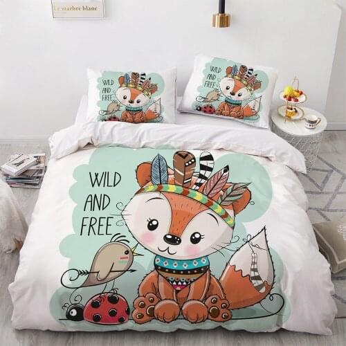 3D Luxury Bedding Set Duvet Cover Set Comforter Twin King Queen Double Single Size Red Fox Cartoon Design Custom Bedclothes