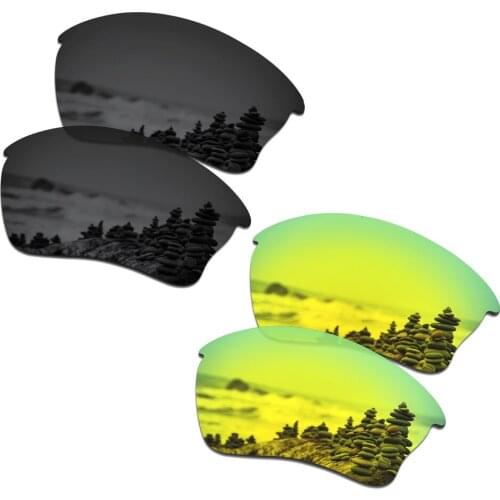 SmartVLT 2 Pairs Polarized Sunglasses Replacement Lenses for Oakley Mainlink Stealth Black and 24K Gold