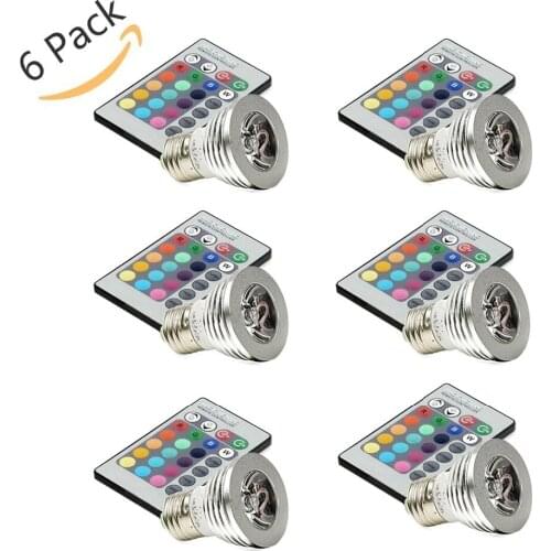 6PCS 3W RGB LED Bulb Lamp E27 DC12V Spotlight Lampada AC85-265V holiday Christmas Decoration Indoor Light With Remote Control