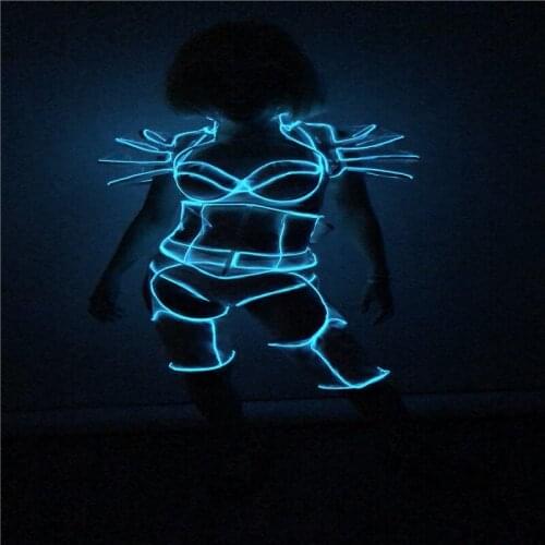 Q06 Ballroom dance led costumes singer perform outfit luminous light dress women cosplay birthday wears clothe party bra rave dj