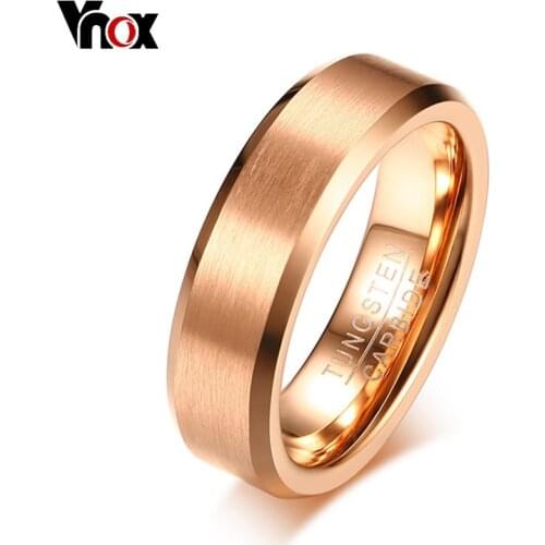 Vnox Simple Mens Ring Tungsten Wedding Band Rose Gold Color Matt Surface Classic Casual Male Jewelry US Size 8 9 10 11 12