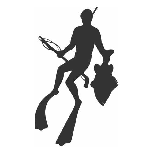 The Diver Holds The Fish In One Hand And The Gun In The Sea Vinyl Car Decals Car Rear Windshield Silhouette FA519