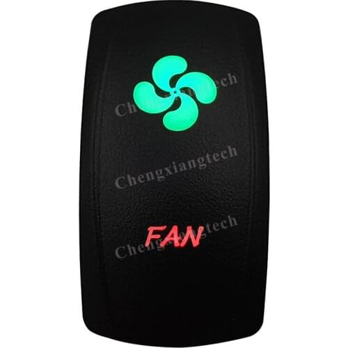 Laser - FAN -Car Boat Green & Red Led On Off Rocker Switch Waterproof, Overload Protection, SPST, Truck Marine Caravan