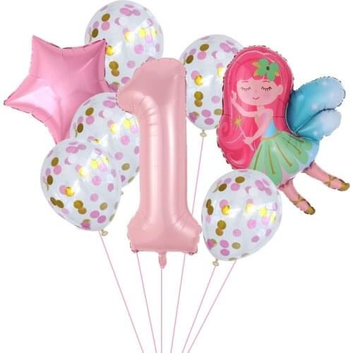 Fairy Foil Balloons Birthday Party Decoration Kids Baby Shower 40inch Numbe 1 2 3 Years Girls Wedding Decor Cartoon Angel Globos