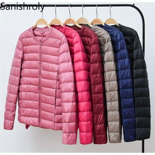 Sanishroly 2018 Autumn Winter Women Short Tops Thin White Duck Down Jacket Ladies Ultra Light Down Coat Parka Plus Size 3XL S265