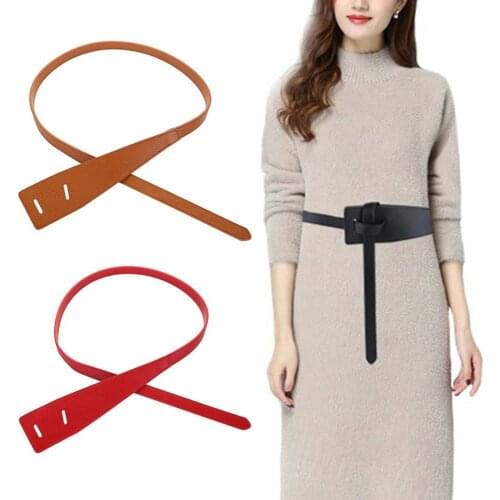 Women Belt Fashion Luxury Design Wide Leather Belt All-match Buckle Free Waist Band Dress Decoration Accessories