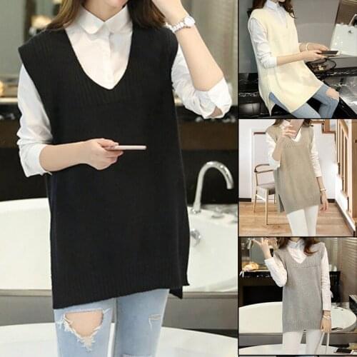 V Neck Sweater Knitted Vest Women Sweaters Pullovers Autumn Winter FashionBasic Shirt Fitness Female Vest Clothing Dropship