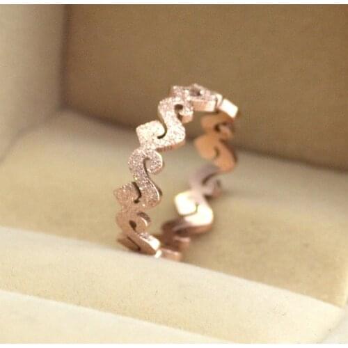 MANGOSKY New arrival rose 14KGP Korean fashion frosted S shaped titanium ring rose gold color women ring