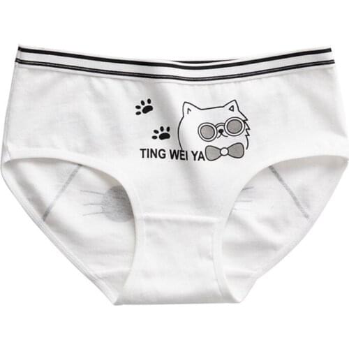 1pcs Women Stripe Briefs Cotton Sexy Panties Underwear Oversize Ladies Cartoon Cute Soft Kawaii Cute Plus Size L/XL Panty Female