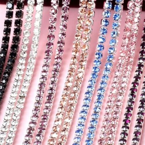 10Meter 1-Row SS12 Cystal Rhinestone Trim Close Cup Chain Claw Jewelry Crafts for clothes