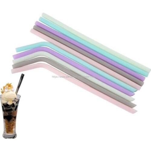 200pcs 23cm Silicone Drinking Straw Multi-color Reusable Straws Folded Bent Straight Home Bar Accessory tube