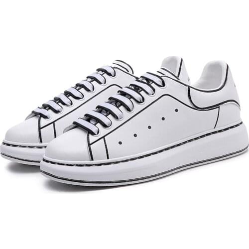 2021 Men&Women Leather SKateboard Shoes Street Sneaker Athletic Sports Shoes for Women Height Increase off white Footwear