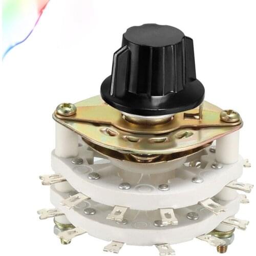 2P7T 2 Pole 7 Position 2 Deck Band Channel Rotary Switch Selector with Knob