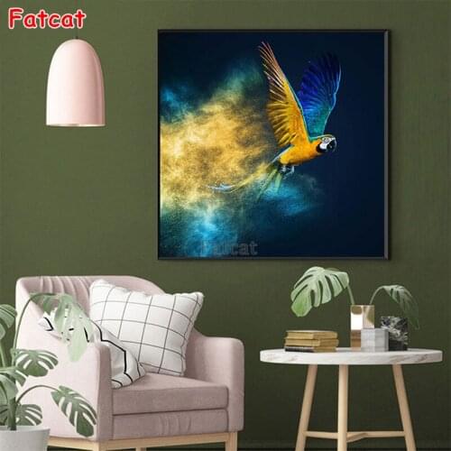 Diamond Mosaic Abstract animal art, colorful parrot round drill Cross Stitch Diamond Embroidery Rhinestone Art Painting PP1885