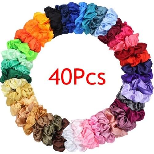 Satin Large Intestine Hair Bands New Fashion Pure Color Simple Style 15pcs 20pcs 30pcs 40pcs Elastic Accessories Hair Rings Set