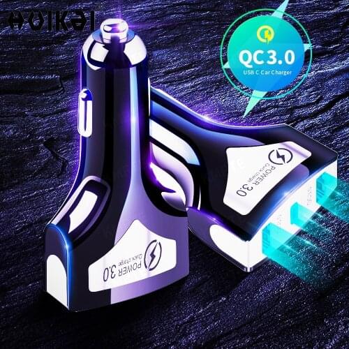 USB C Car Charger Quick Charge 3.0 33W Auto Type C Fast Car Charger Adapter 3 USB Portable PD Car Charging for iPhone 12 Samsung