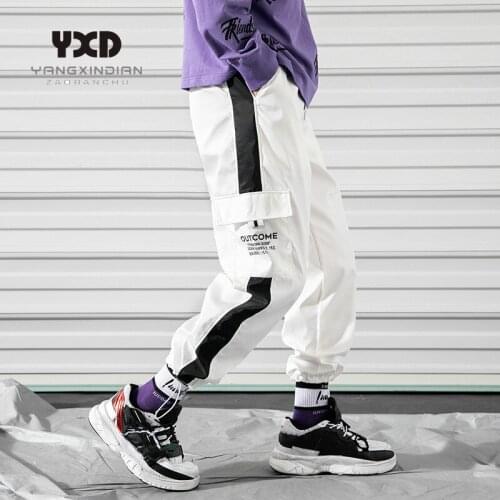Men clothing Men New Punk Hip Hop Cargo Pants Fashion Harajuku Costume Trousers Ribbons Streetwear Fitness Joggers Sweatpants