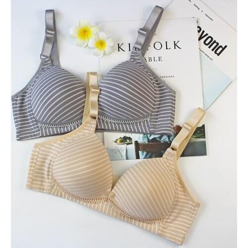 Wire Free Underwear Women Striped Printed Bralette Pregnant woman Comfortable Bras Front Button Open for breastfeeding