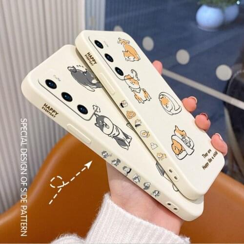 Mini Puppy Phone Case For Huawei P40 P40Lite P30 P20 Mate 40 40Pro 30 20 Pro Lite P Smart 2021 Y7a Liquid Silicone Cover