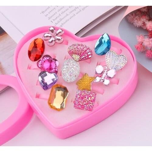 Baby Toys Gem Ring for Girls Kawaii Animal Flower Shape Kids Rings Children Jewelry Accessories Princess Ring Nice Gift