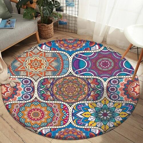 Purple Round Carpet Nordic Mandala Style Gradient Colorful Rug For Living Room Bedroom Mat Large Rugs Basket Size Fur Hanging