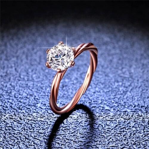 Rose Gold Diamond Test Passed 1 Carat Excellent Cut D Color Good Moissanite Ring Silver 925 Sparkling Diamond Wedding Rings