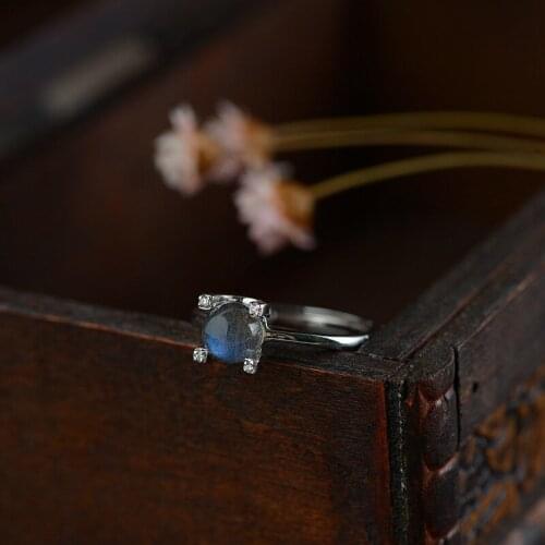 Nepal Natural Moonstone Fashion Ring For Women,Real 925 Sterling Silver Adujustable Ring For Women Original Handmade Fine Jewels