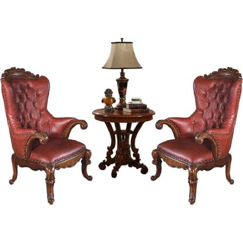 American Leather High Back Lounge Chair Single Sofa Chair European Solid Wood Tiger Chair Study Chair Nordic Dining Chair