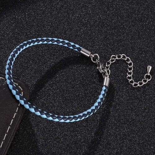 Fashion Mixed Color Braided Leather Rope Bracelet Women Jewelry Lobster Clasp Ajustable Bracelets Wrist Band Brazalete Femenino