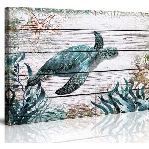 Ocean Sea Wall Art Green Turtle 5D DIY Diamond Embroidery Full Square Round Diamond Animal Mosaic 3d Picture of Rhinestone B128