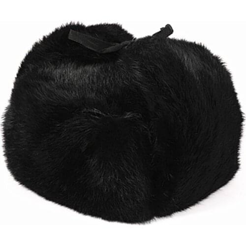 Handmade Men Winter Real Rabbit Fur Bomber Hat Outdoor Super Warm 100% Natural Rabbit Fur Hats Full Pelt Genuine Rabbit Fur Cap