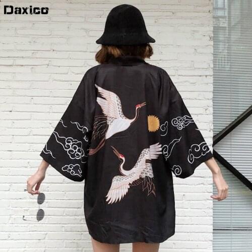 Man Japanese Style Kimono Cardigan Harajukuc Chinese Hanfu Clothing Woman Couple Sun-Proof Shirt Haori Kawaii Clothing Blouse