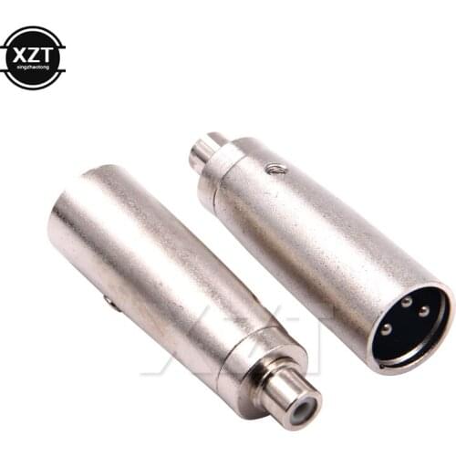 AT 1PCS RCA to 3 Pin XLR Plug Audio Connector Applied on Microphone Amplifier Male to Female Jack Adapter Silver NEW