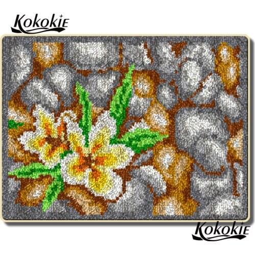 Latch hook kits canvas printing vloerklee diy tapijt foamiran for needleworksets knooppakket flowers crochet tapis floor carpet