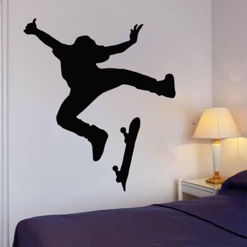 SKATEBOARDER Skate Wall Art Vinyl Stickers Skateboard Wall Decal Kids Room Removable Home Decor Waterproof 2251