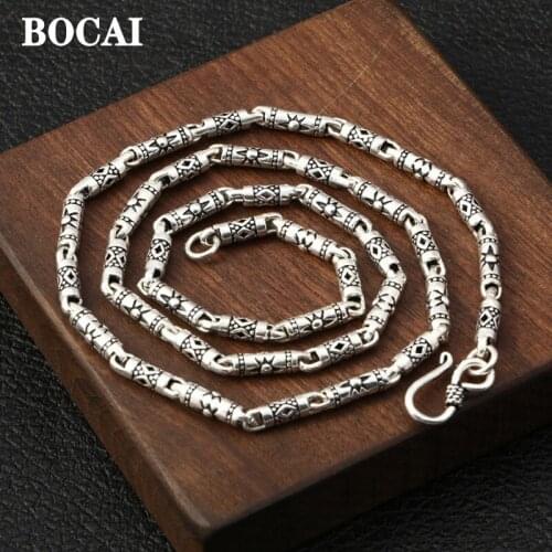 S925 silver jewelry wholesale Korean Silver Star with a retro Carved Silver Bracelet and bamboo tube