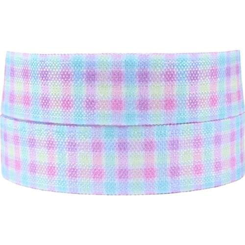 New arrival plaid printed fold over elastic, 50 yards/lot 15mm Easter celebrating elastic ribbon