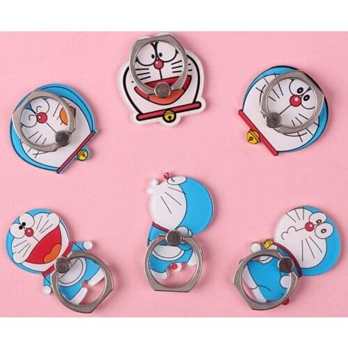 New Arrival Universal Acrylic Finger Ring Cute Mobile Phone Holder Stand Rings Kawaii Blue Cat Cartoon Smartphone Ring Support