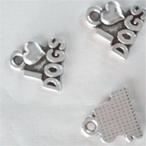 BULK 30pcs Custom made Alloy I Love Dogs Charms Antique Tone Animal Pet Pendant 13*13mm 1.2g