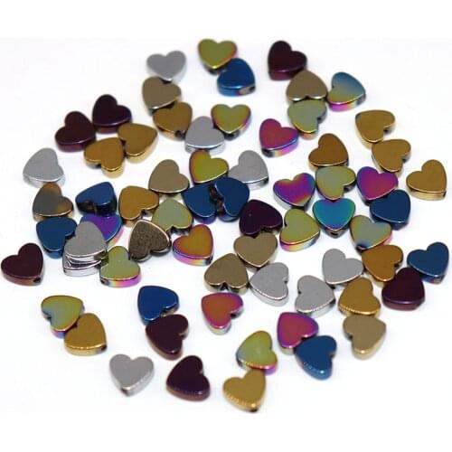 Wholesale 100pcs/lot 6mm Natural Black Stone Beads Hematite Beads Heart Beads Loose Beads for Jewelry Making DIY Bracelet