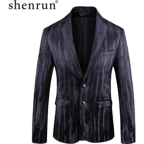 Shenrun Autumn Winter Men Fashion Blazer Digital Print Business Casual Suit Jacket Party Prom Slim Fit Size M-5XL Stage Costume