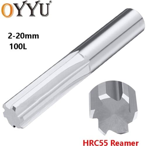 OYYU Lengthened Straight Flute Reamer H7 100L Carbide Tungsten Steel Chucking Reamers CNC 2mm 4mm 5mm 6mm 8mm 10mm 20mm