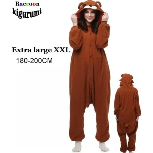 Extra large XXL Bear Pajamas Anime Brown Adults Onesies Women Girl Cosplay Cartoon Costume Animal Winter Raccoon Kigurumi