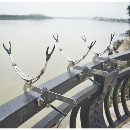 Adjustable Stainless Steel Bridge Kayak Boat Rod Support Folding Fishing Pole Holder Rod Bracket Stand Fishing Tool Tackle