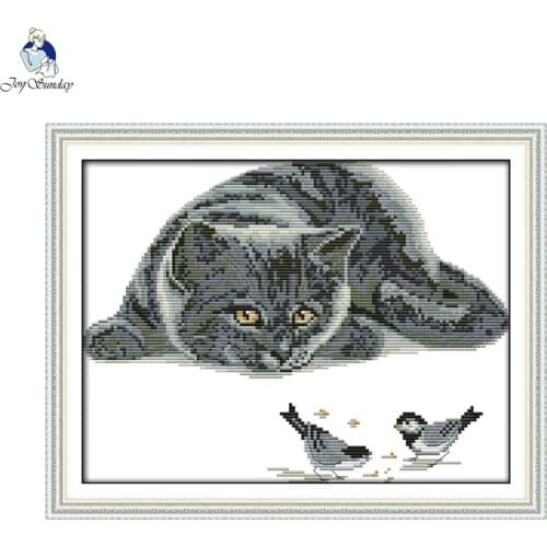 Needlework DIY DMC Cross stitch, Sets For Embroidery kits,The curious cat (2) Patterns Counted Cross-Stitching, Home Decor