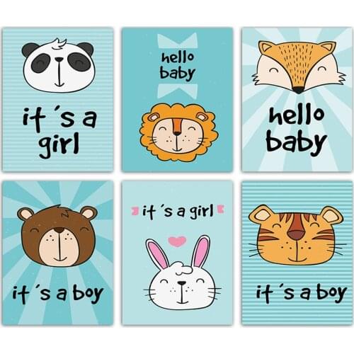 Nordic Simple Cartoon Animal Home Decor Painting No Frame Modern Space Art Canvas Prints Poster Wall Picture For Baby Room